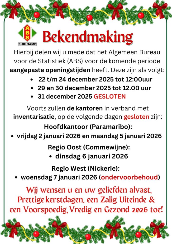 Bekendmaking: ABS aangepaste openingstijden!